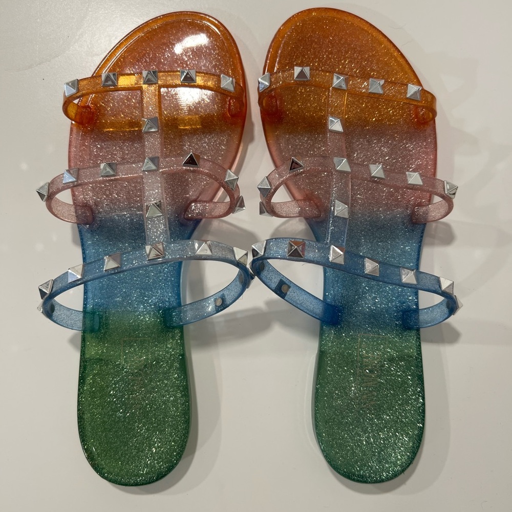 Jelly Rainbow Studded Sandals